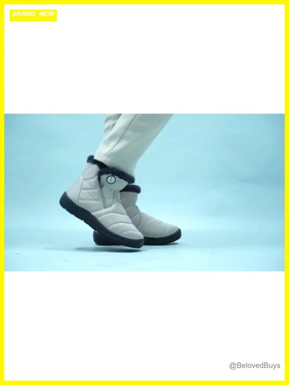 Women's Water Resistant Snow Boots with Faux Fur Lining - Zip Ankle Boots
